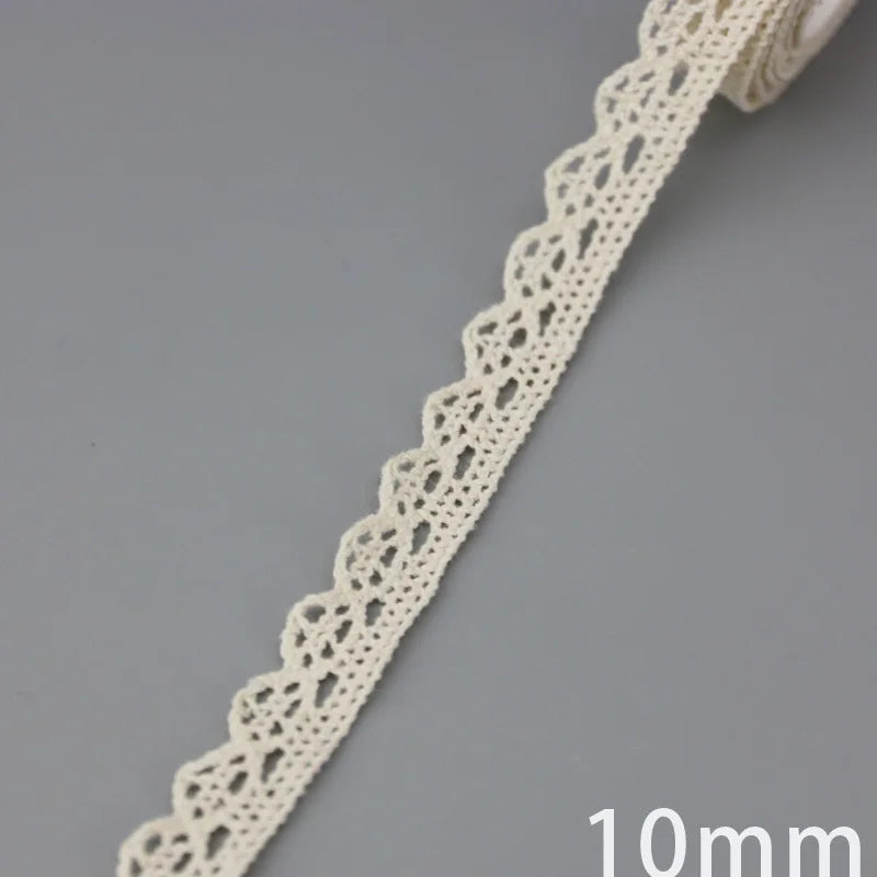 New White Beige Cotton Embroidered Lace