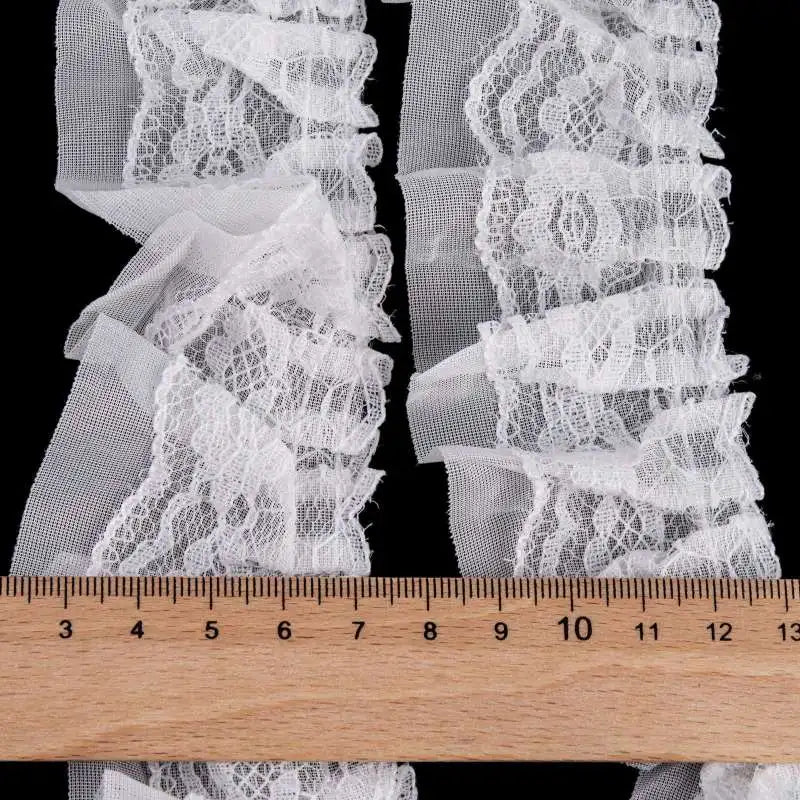 New Pink Double-Layer Pleated Chiffon Lace