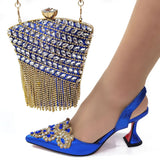 New Gold Woman Shoes And Bag Set