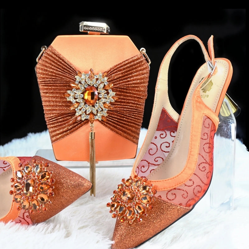 High Quality African Style Ladies Shoes And Bags Set