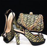 New Flower African Women Shoes Matching Bag Set