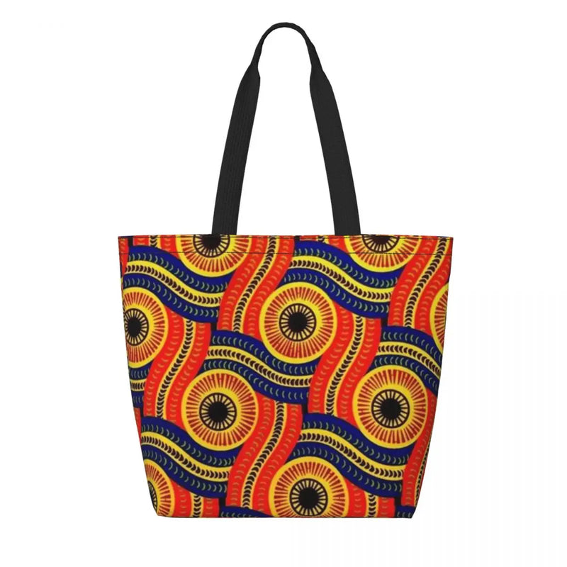 Kawaii Printing Geometric Ankara Pattern Shopping Tote Bags