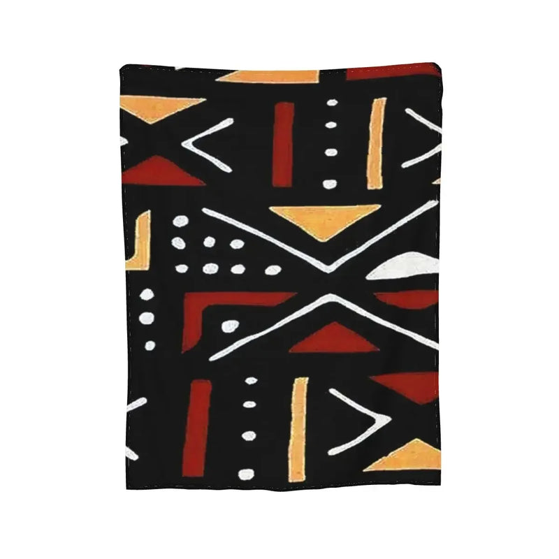 African Bogolan Mudcloth Pattern Blanket