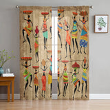 Ethnic Style African Women Sheer Curtains