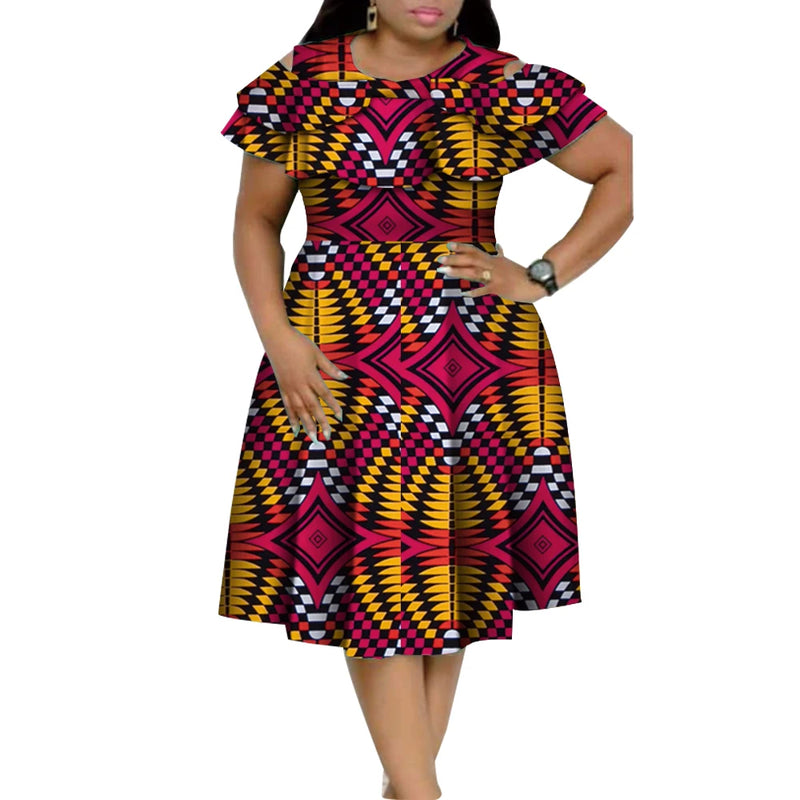 New Bazin Riche African Ruffles Collar Dresses