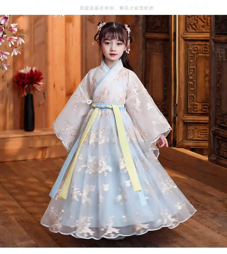 Children Kimono China Traditional Vintage Ethnic Antique Dress