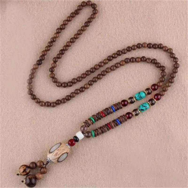 New Style Feather Elephant Wood Beaded Stone Necklace