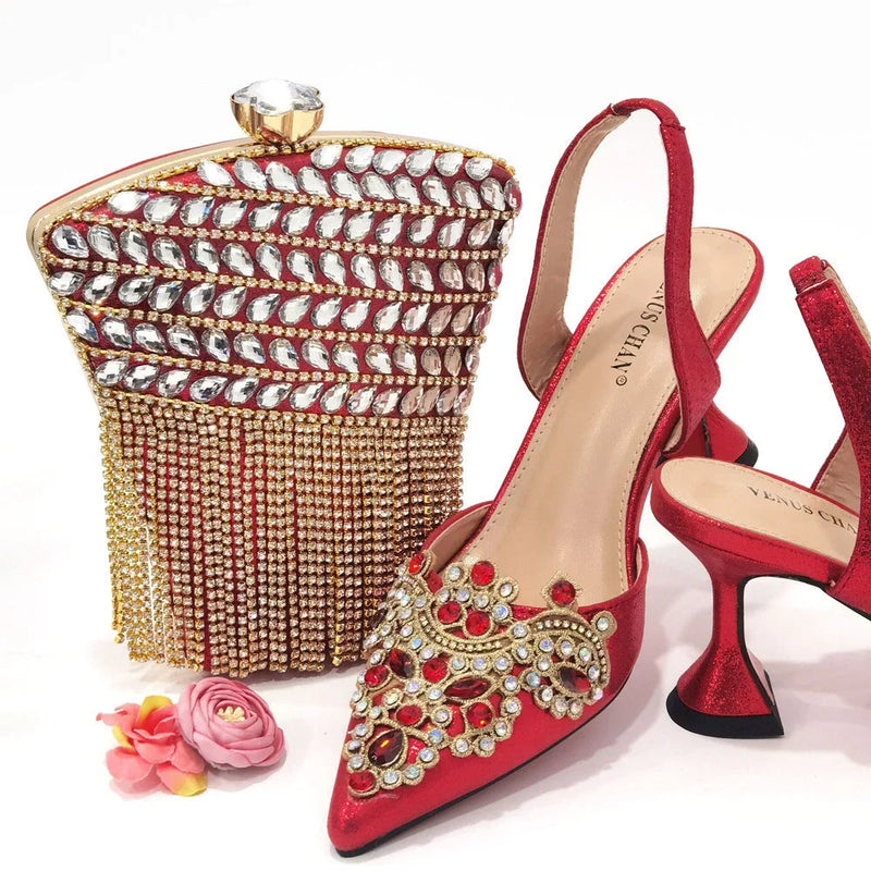 Luxury Wedding Hollowed Out Bag and Shoes Set