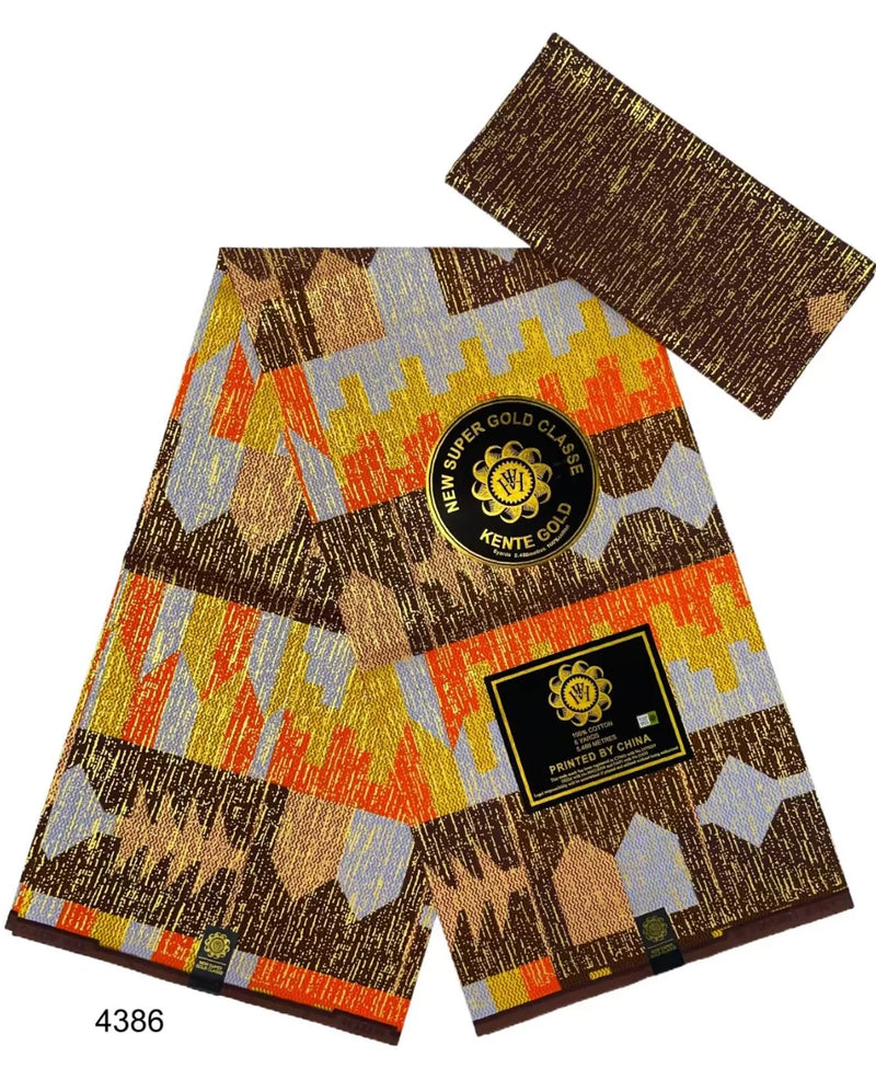 Ankara African kente gold Real Wax Fabric