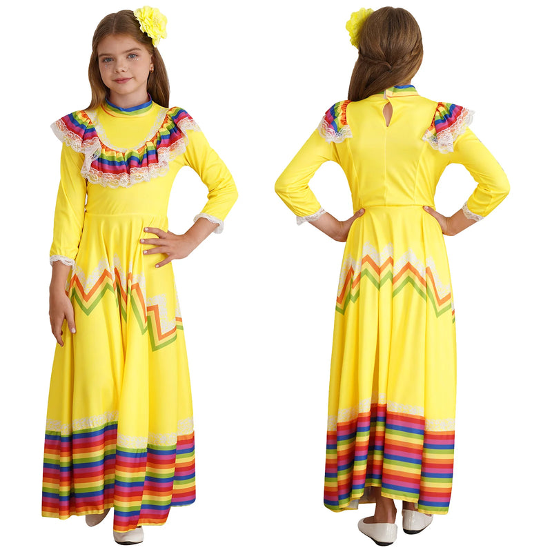 Kids Mexican Style Costume Traditional Jalisco Dresses