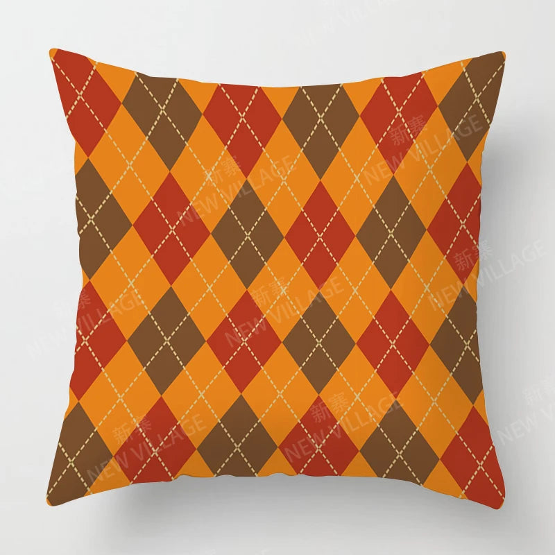 Modern Orange Abstract Geometric Cushion Cover