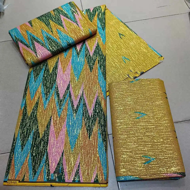 Ankara African Kente Gold Real Wax Fabric