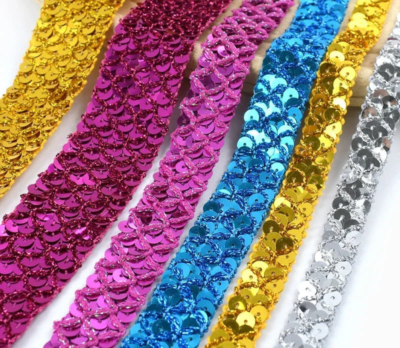 2/5/10M 15/20/35mm Sequin Ribbons Lace