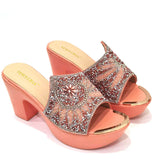 New Latest Peach Color Matching Italian Shoe and Bag Set