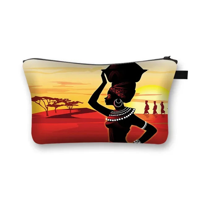 African Woman Print Cosmetic Bag