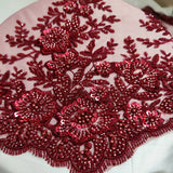 New Luxury Wine African Sequins Beads Lace Fabric