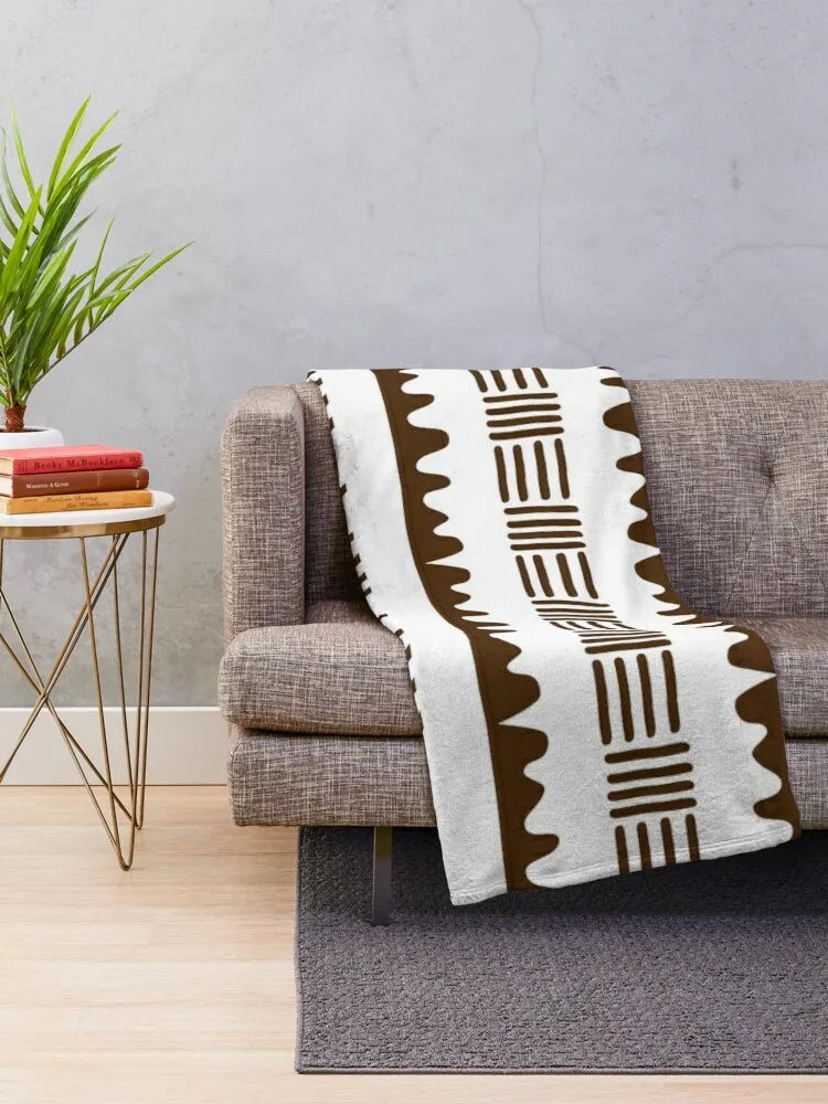 African White Mud Design Throw Blanket