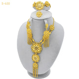 Africa Dubai Flowers Long Gold Plated Jewelry Sets