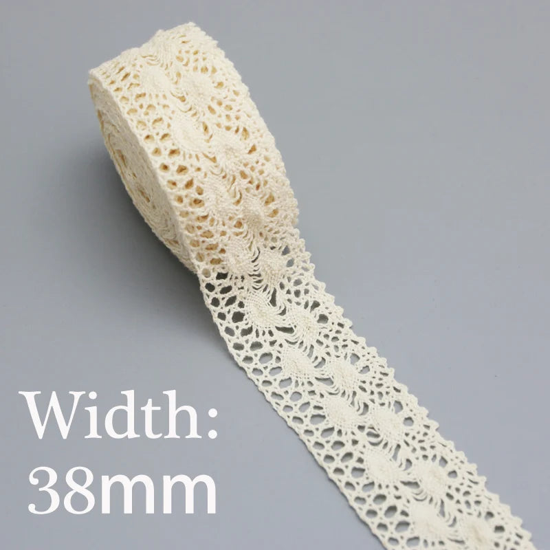 New White Beige Cotton Embroidered Lace