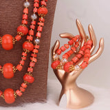 African Layers Orange Nature Coral Beads Jewelry Set