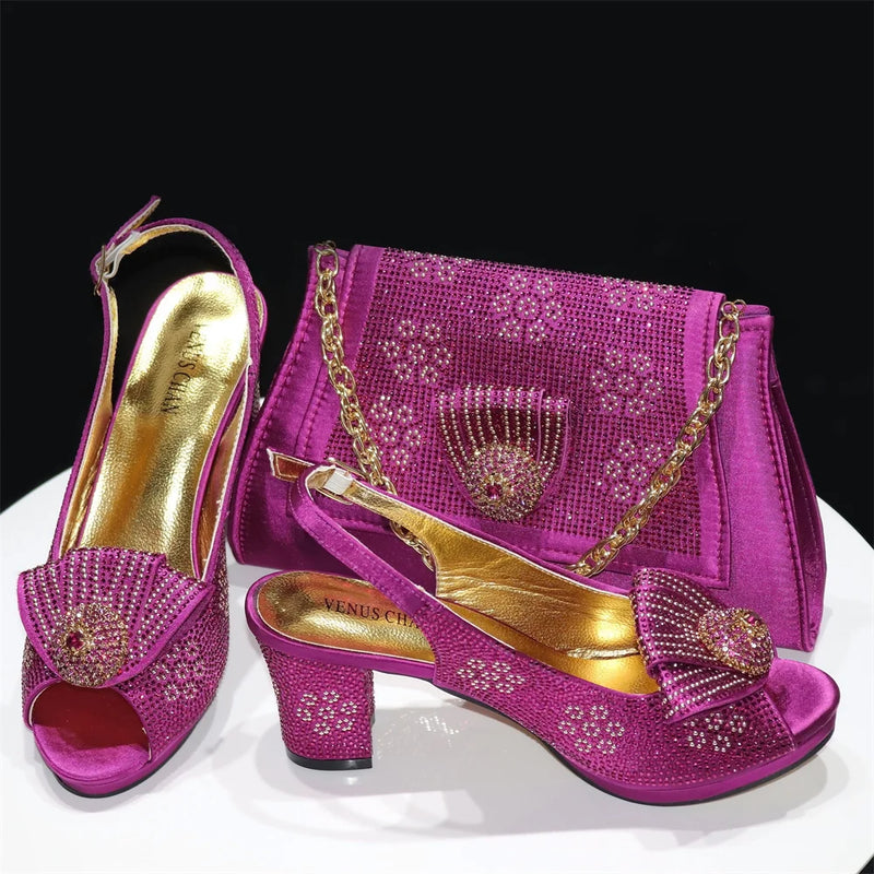 New Magenta Women Shoes And Bag Set