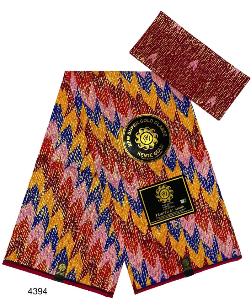 Ankara African kente gold Real Wax Fabric