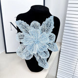 White Multi-layer Lace Sequin Studded 3D Flower