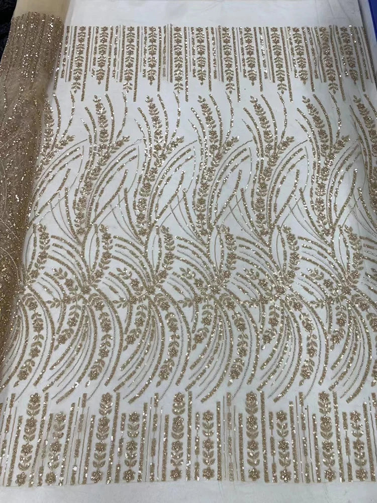 New Luxury Heavy bead African Sequins Lace Fabric