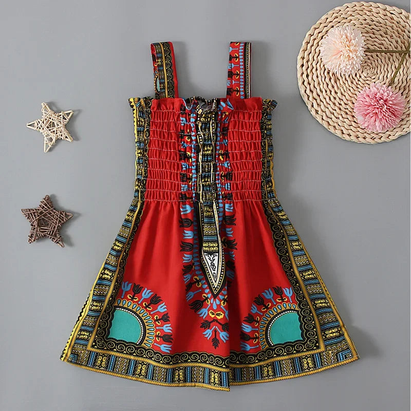 Summer Fashion Style African Children Polyester Printing Dress