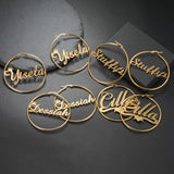 New Stainless Steel Personalized Customize Name Hoop Earrings Jewelry