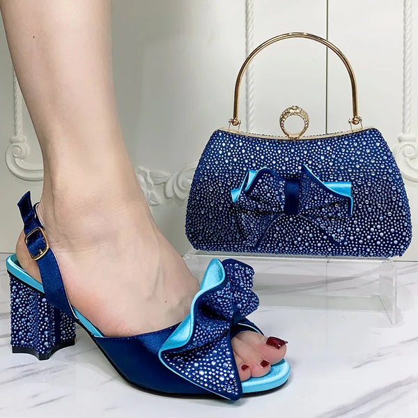 Summer Women's High Heels Shoes And Bags Set