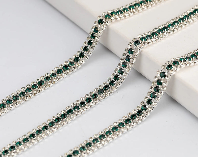 3 Rows Rhinestone Cup Chain