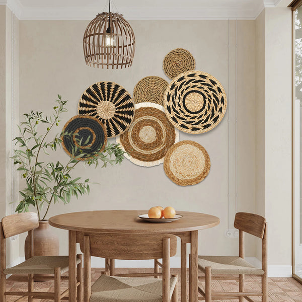 7Pcs Round Bohemian Woven Wall Decor