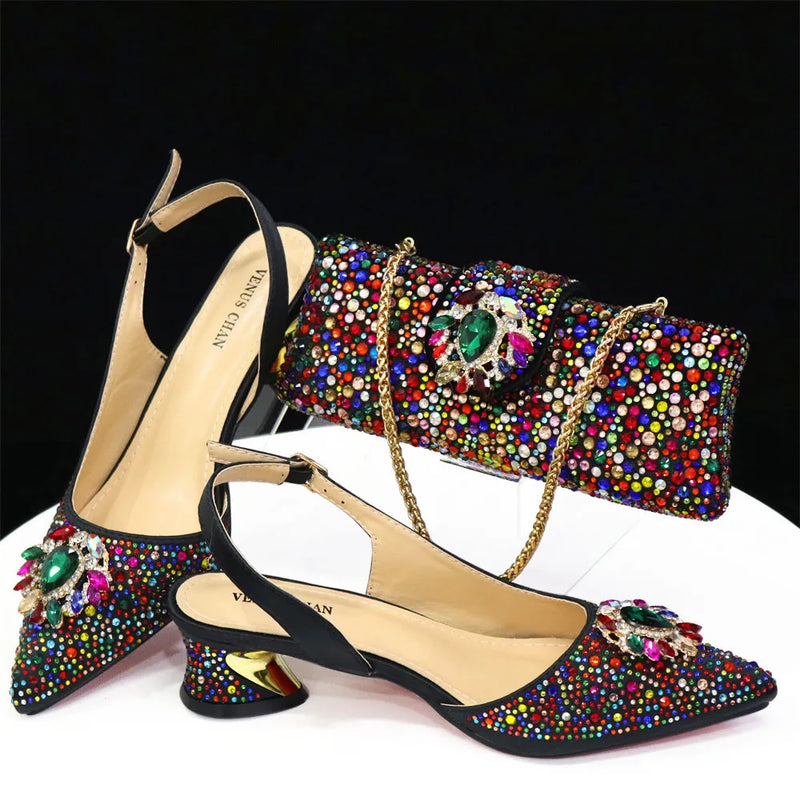 Italian Design Girly Style Opend Toe Shoes And Bag