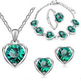 New Blue Cyrstal Ring Necklace Earrings Set