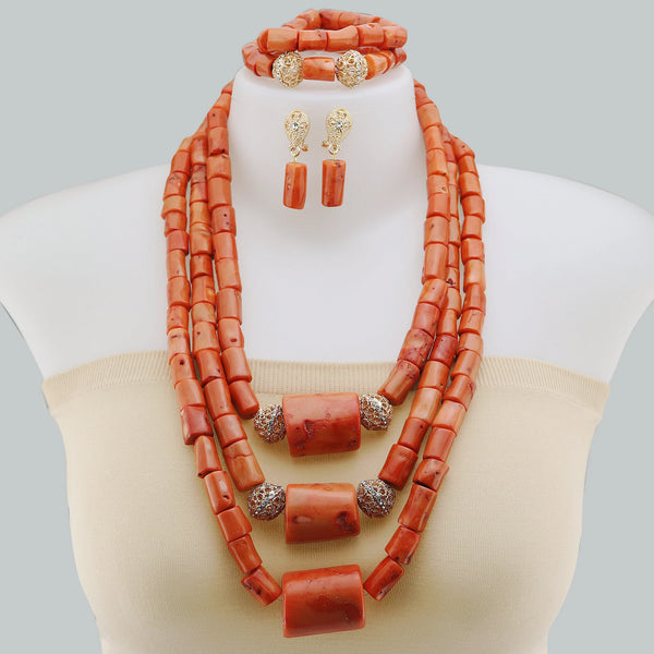 New Real Coral Coral Beads Jewelry Set