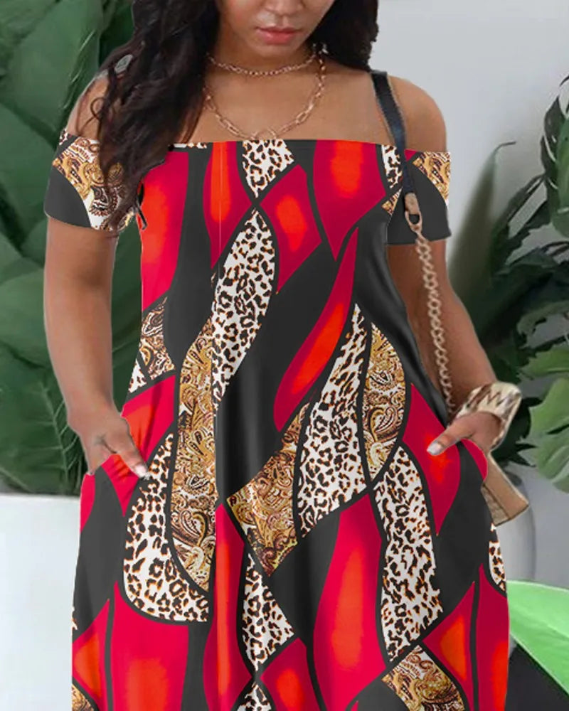 Summer African Women Fashion Short Sleeve Derss