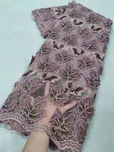 High Quality  Net Chiffon Beaded Sequence Lace Fabric