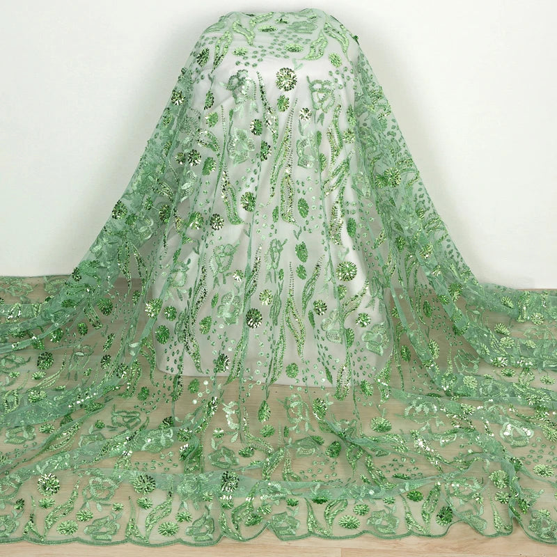 High Quality Nigerian Sequins Tulle Lace Fabric