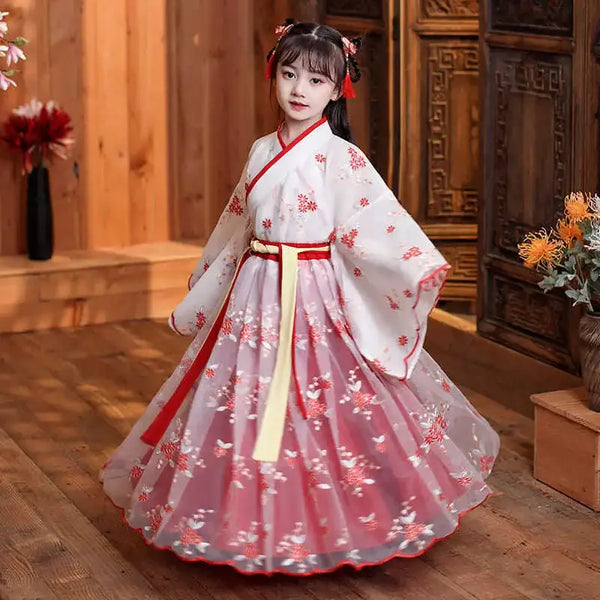 Children Kimono China Traditional Vintage Ethnic Antique Dress