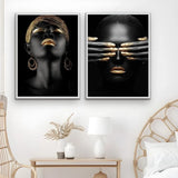 African Art Black And Gold Woman Oil Painting Poster