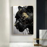 Golden Texture Canvas Painting Black and Gold Animal Posters