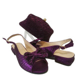 Fashion Purple Lower Heel Party Women's Sandals Set