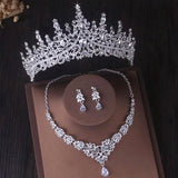 New Luxury Silver Color Crystal Water Bridal Jewelry Sets