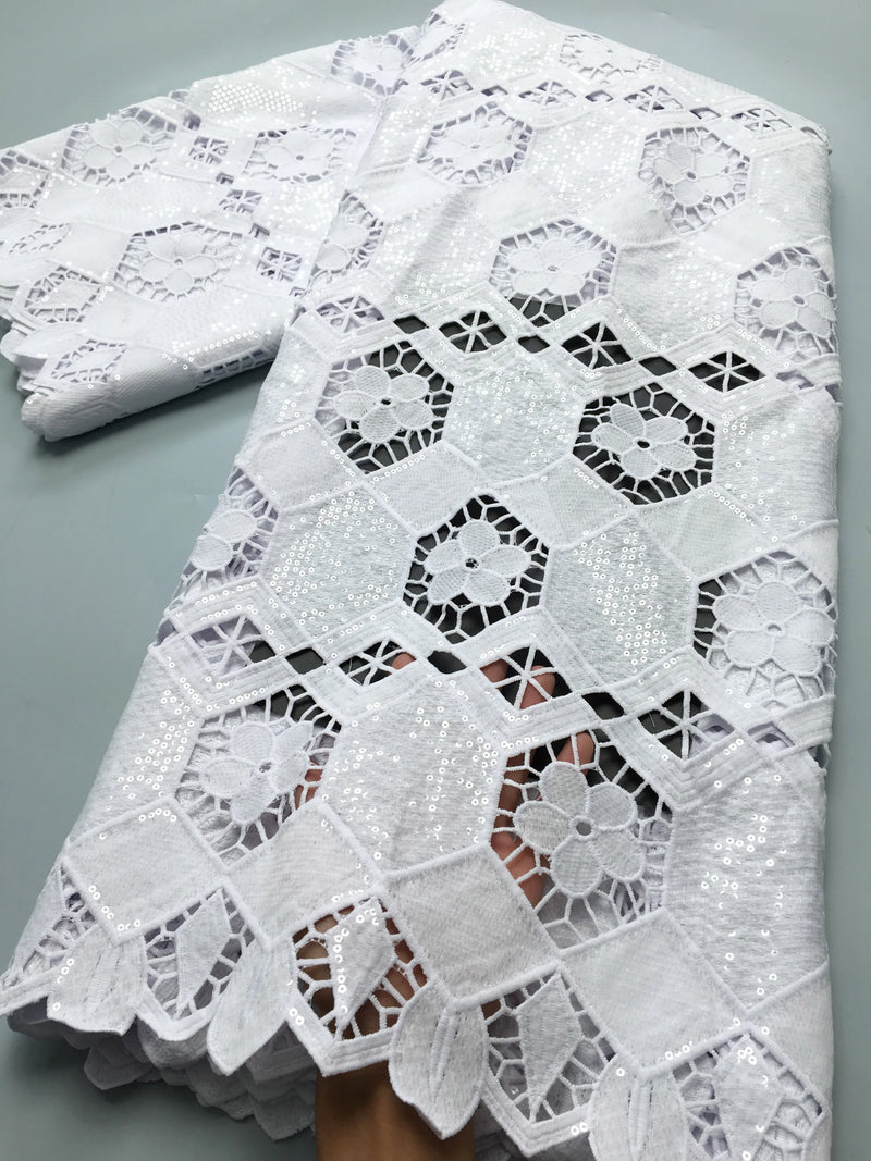 New White African Guipure Cord Lace Fabric