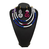 New African Rope Necklace Print Wax Ankara Fabric Set