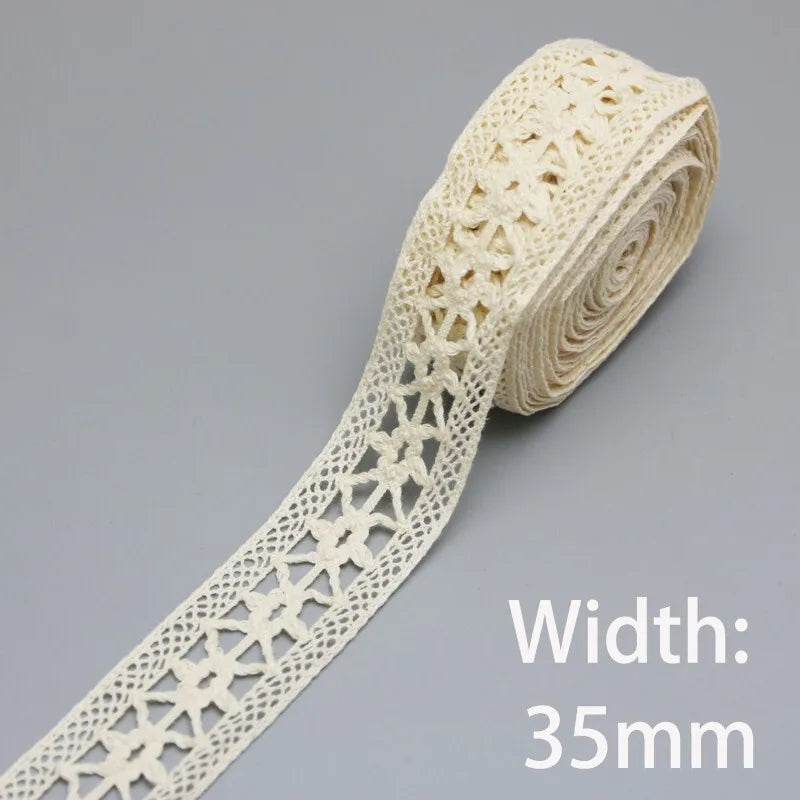 New White Beige Cotton Embroidered Lace