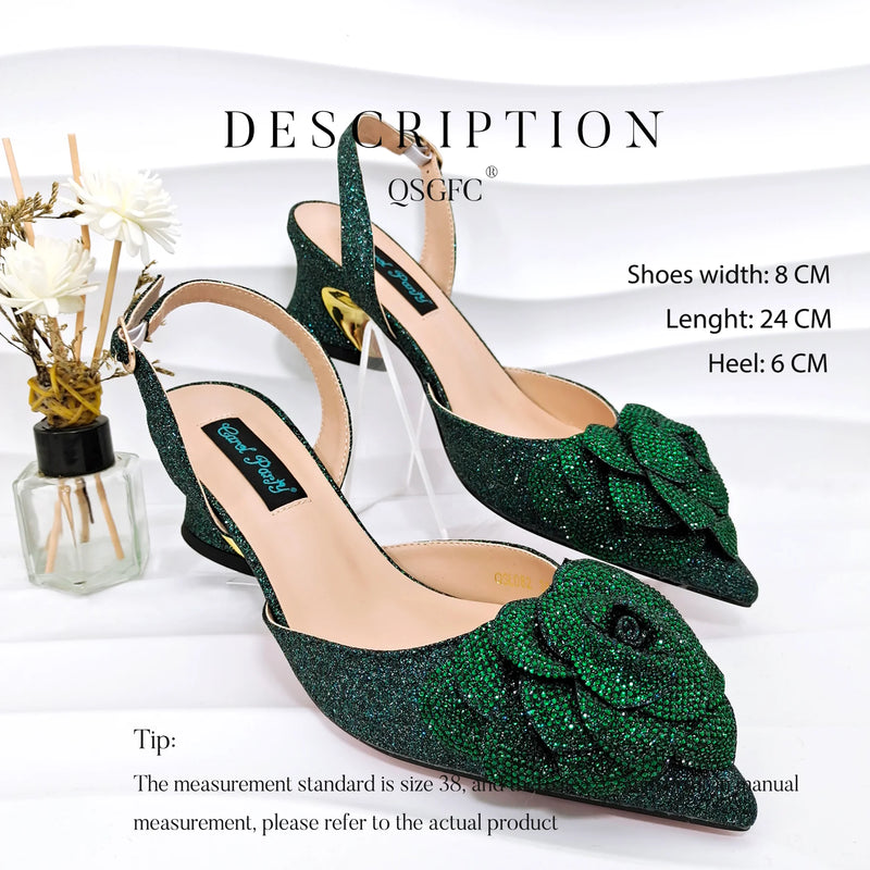 Flower Design Party Wedding Women Shoes and Bag