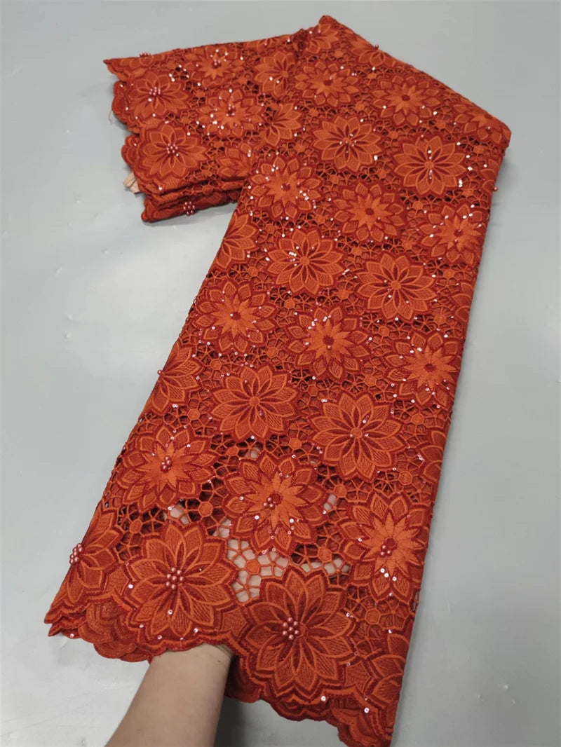 New Beaded African Lace Fabric