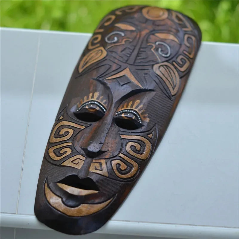 Thailand Solid Wood Carving African Mask Decoration